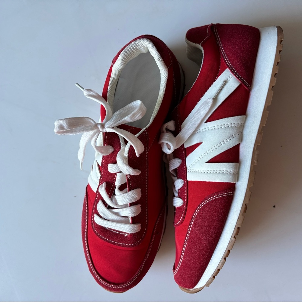 Red and White Sneakers